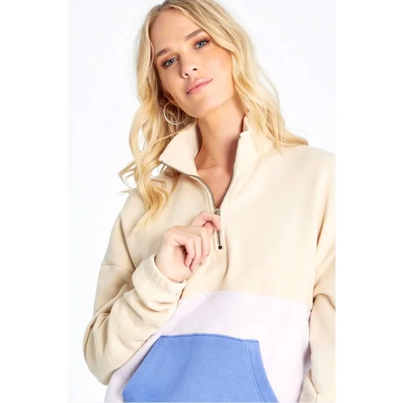 NWT Wildfox Lea Multicolor Womens M 1/2 Zip Pullover Sweatshirt - Picture 1 of 5